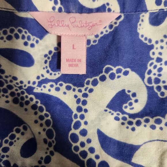 Lilly Pulitzer Captiva Tunic Bubbly Blue Octopus **Rare Find Print** Sz Large - Picture 6 of 10